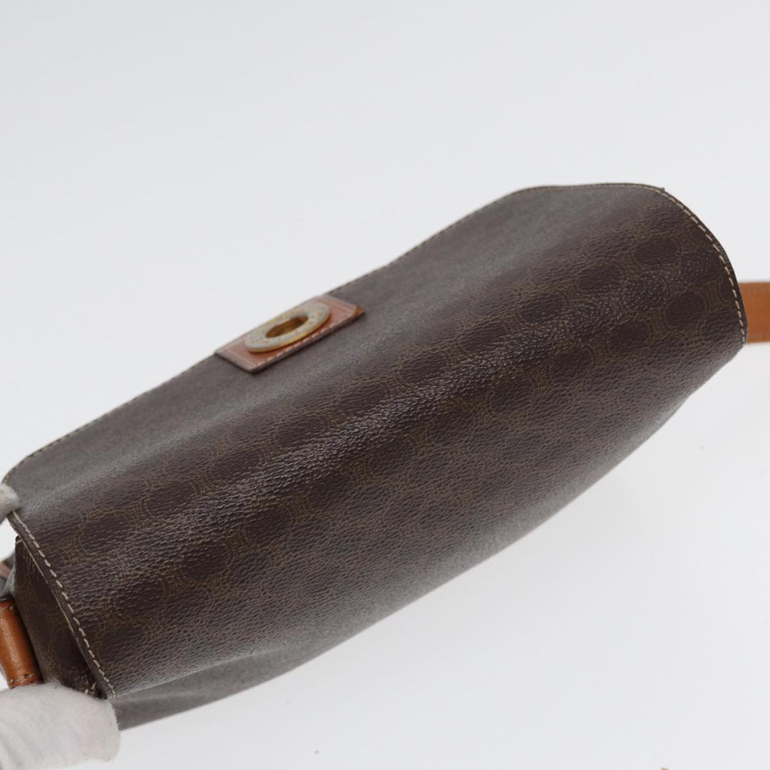 Celine Macadam Canvas Shoulder Bag PVC Leather Brown Auth yk14126