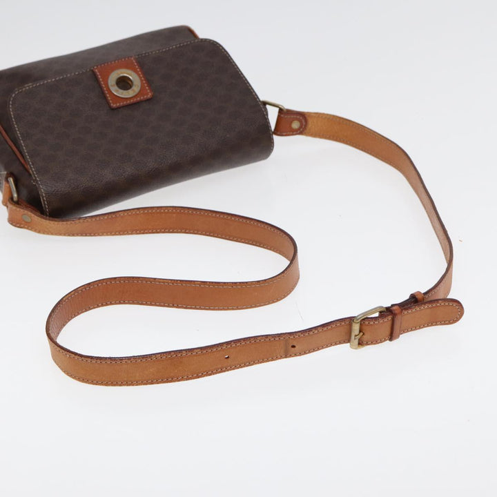 Celine Macadam Canvas Shoulder Bag PVC Leather Brown Auth yk14126