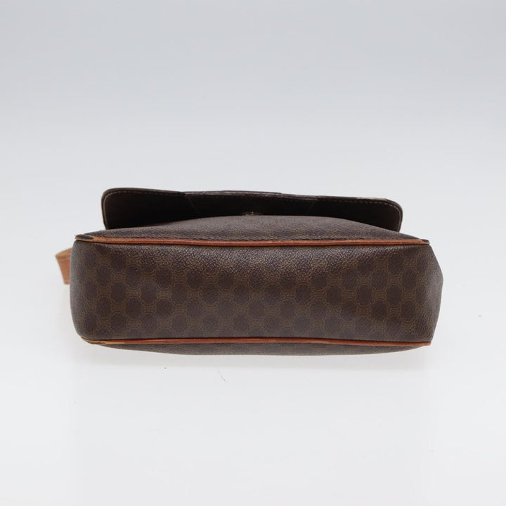 Celine Macadam Canvas Shoulder Bag PVC Leather Brown Auth yk14126