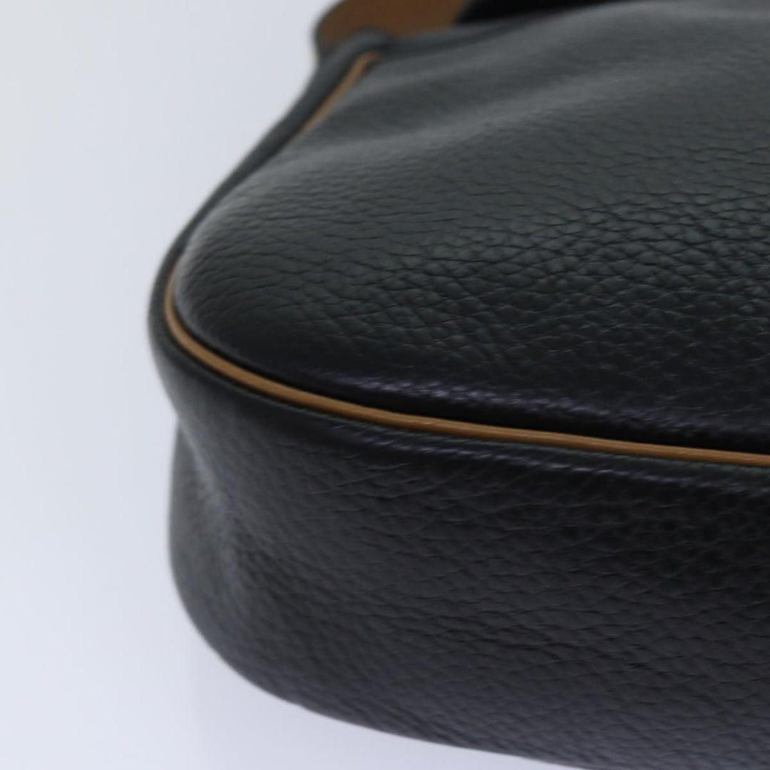 CHRISTIAN Top quality Dior Shoulder Bag Leather Black Brown gold Auth yk14140