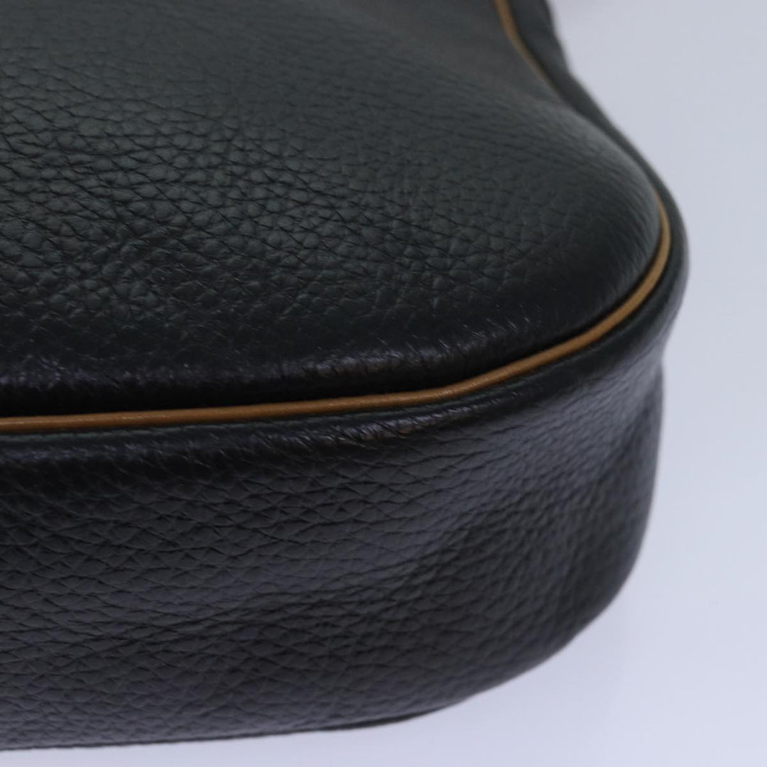CHRISTIAN Top quality Dior Shoulder Bag Leather Black Brown gold Auth yk14140