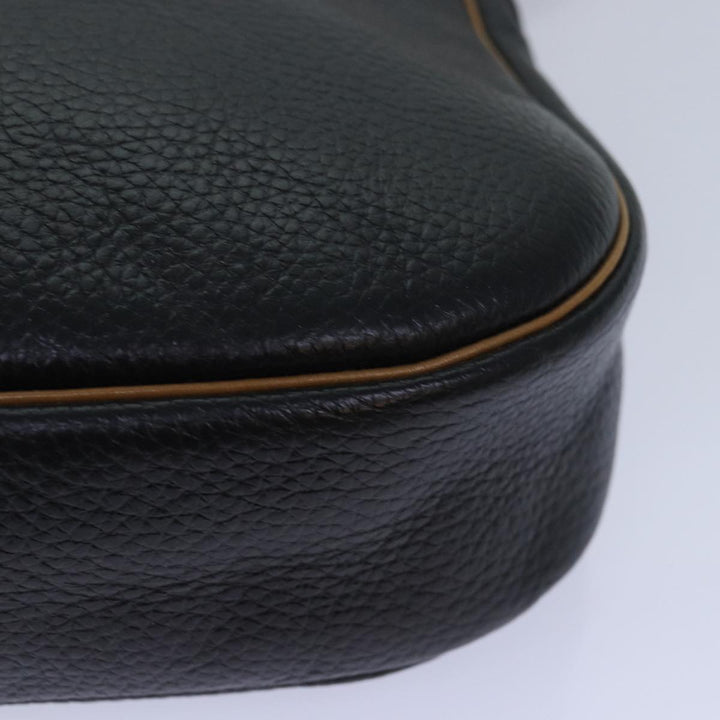CHRISTIAN Top quality Dior Shoulder Bag Leather Black Brown gold Auth yk14140
