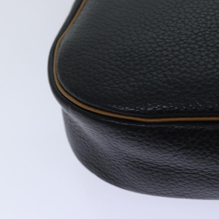 CHRISTIAN Top quality Dior Shoulder Bag Leather Black Brown gold Auth yk14140