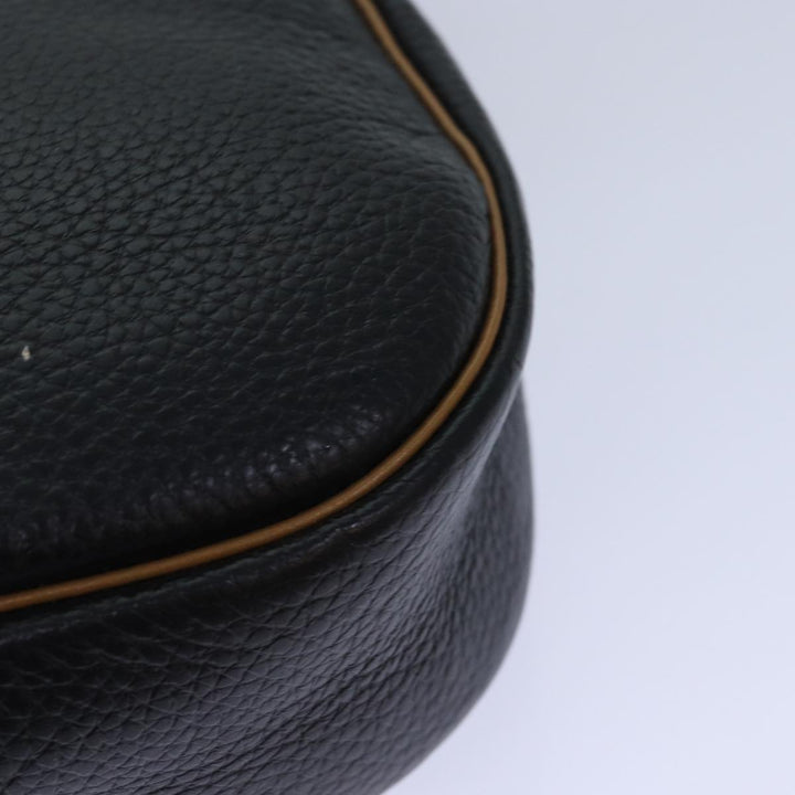 CHRISTIAN Top quality Dior Shoulder Bag Leather Black Brown gold Auth yk14140