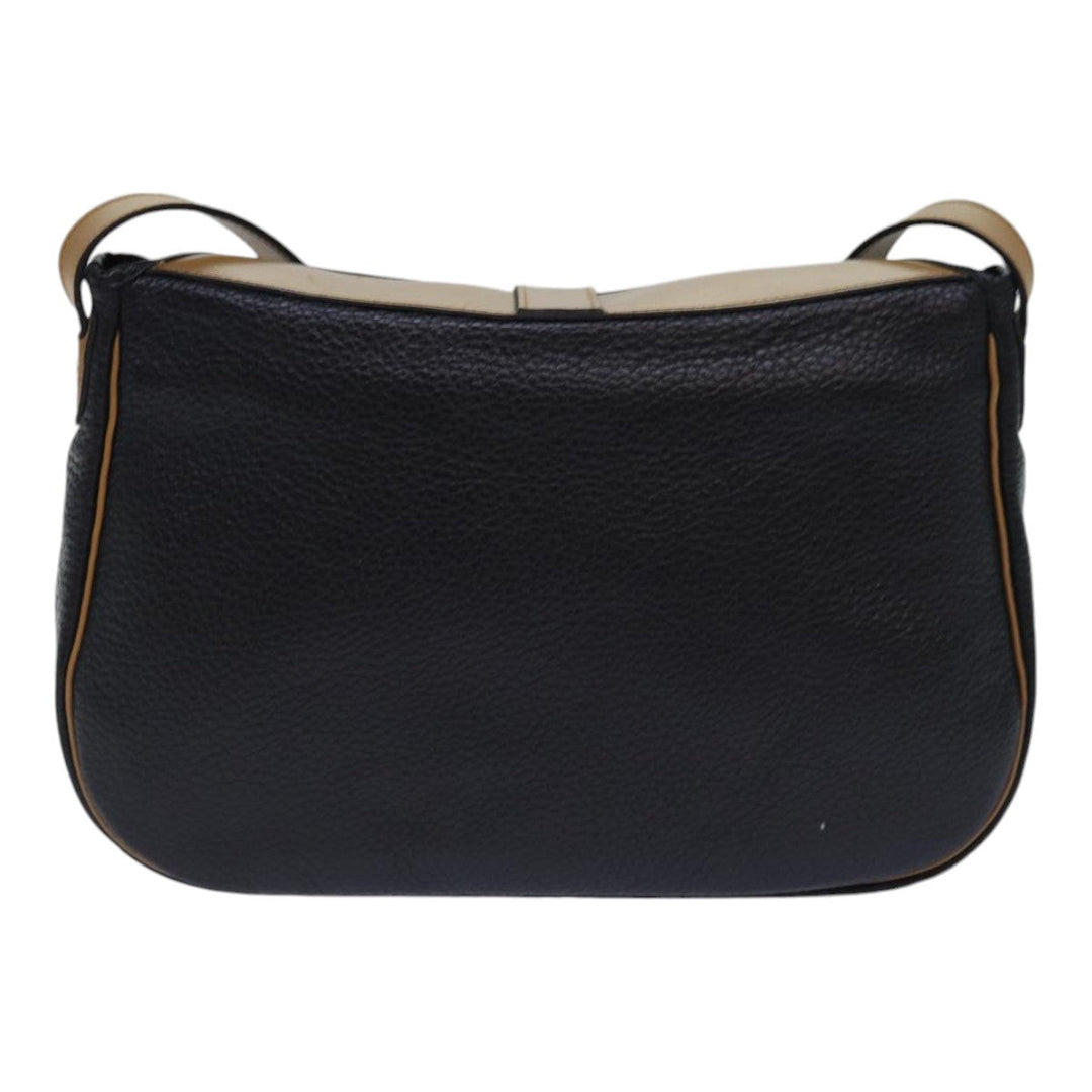 CHRISTIAN Top quality Dior Shoulder Bag Leather Black Brown gold Auth yk14140