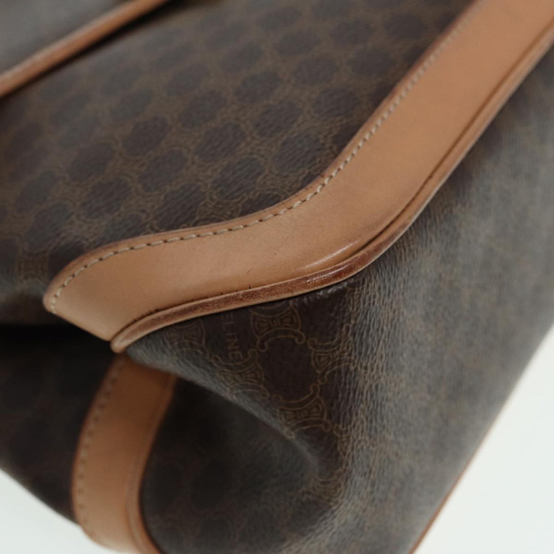 Celine Macadam Canvas Hand Bag PVC Leather Brown Gold Auth yk14215