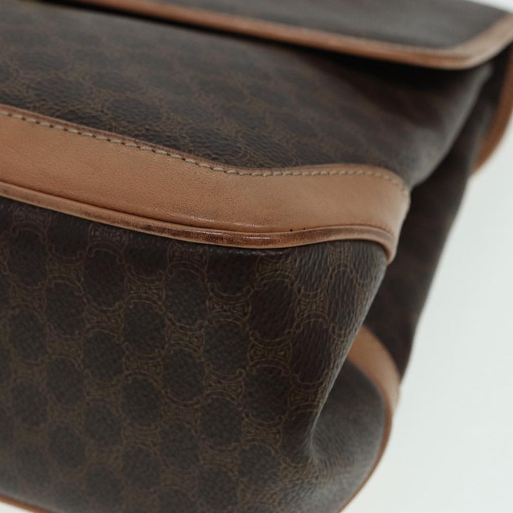 Celine Macadam Canvas Hand Bag PVC Leather Brown Gold Auth yk14215