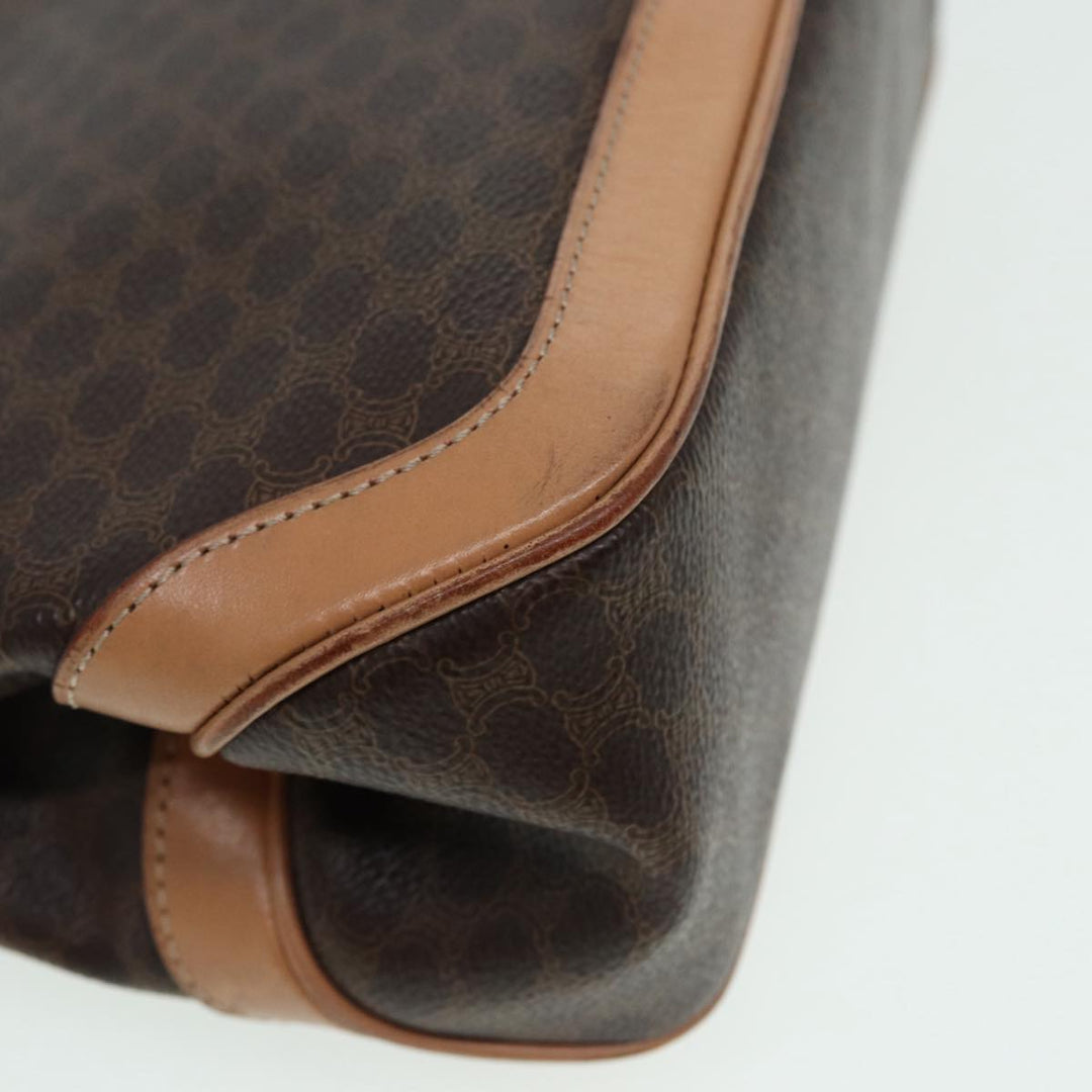 Celine Macadam Canvas Hand Bag PVC Leather Brown Gold Auth yk14215