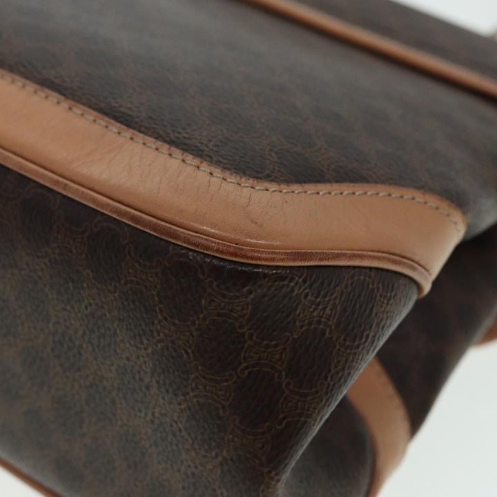 Celine Macadam Canvas Hand Bag PVC Leather Brown Gold Auth yk14215