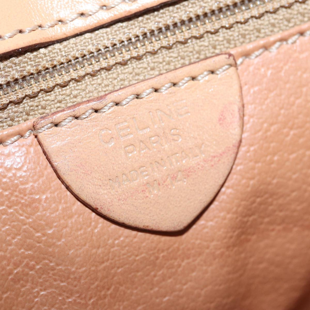 Celine Macadam Canvas Hand Bag PVC Leather Brown Gold Auth yk14215