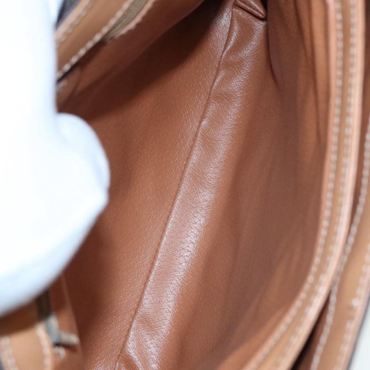 Celine Macadam Canvas Hand Bag PVC Leather Brown Gold Auth yk14215