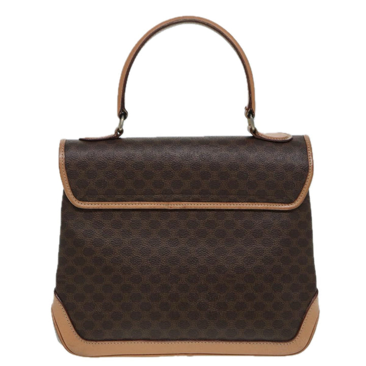 Celine Macadam Canvas Hand Bag PVC Leather Brown Gold Auth yk14215