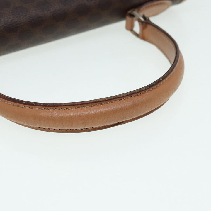 Celine Macadam Canvas Hand Bag PVC Leather Brown Gold Auth yk14215