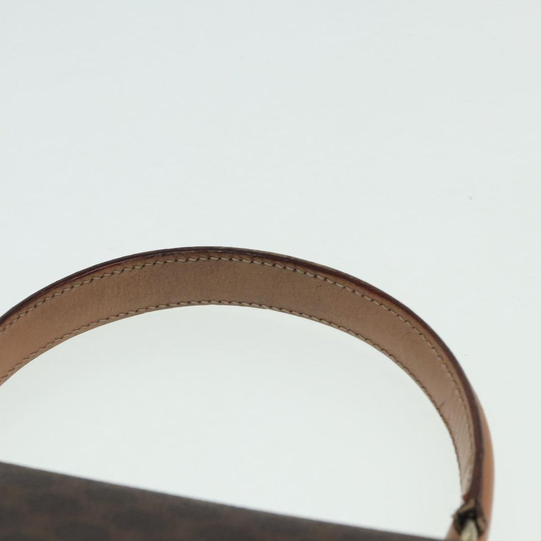 Celine Macadam Canvas Hand Bag PVC Leather Brown Gold Auth yk14215