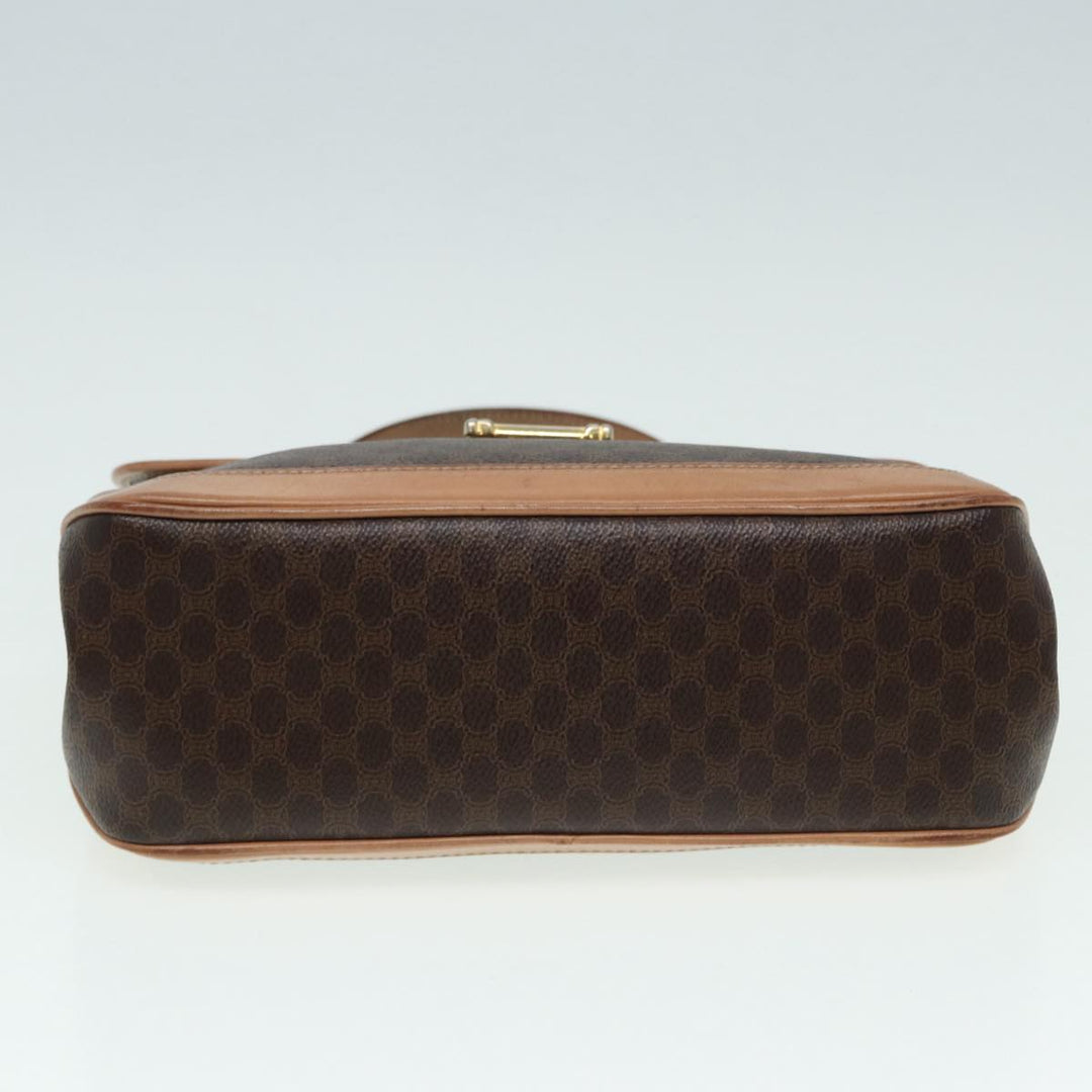 Celine Macadam Canvas Hand Bag PVC Leather Brown Gold Auth yk14215