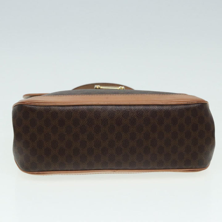 Celine Macadam Canvas Hand Bag PVC Leather Brown Gold Auth yk14215