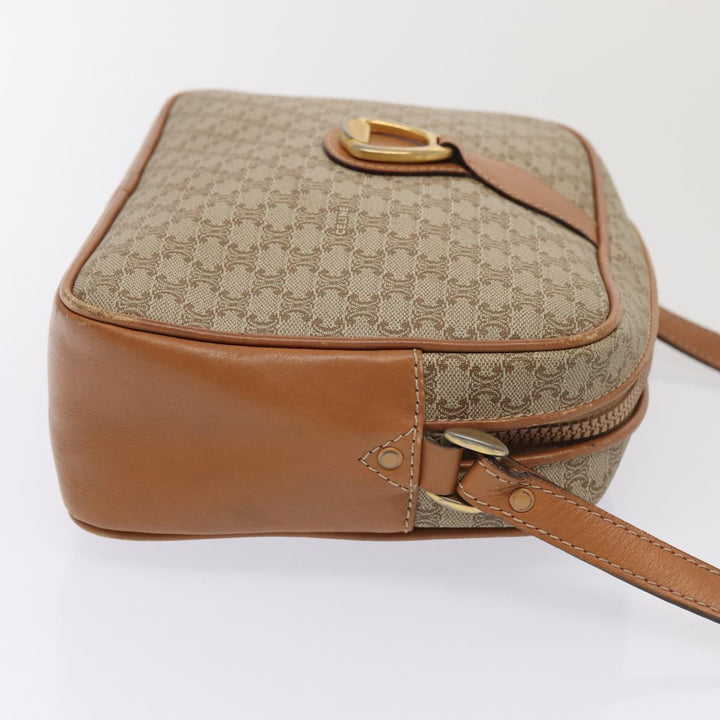 Celine Macadam Canvas Shoulder Bag Beige Gold Auth yk14240