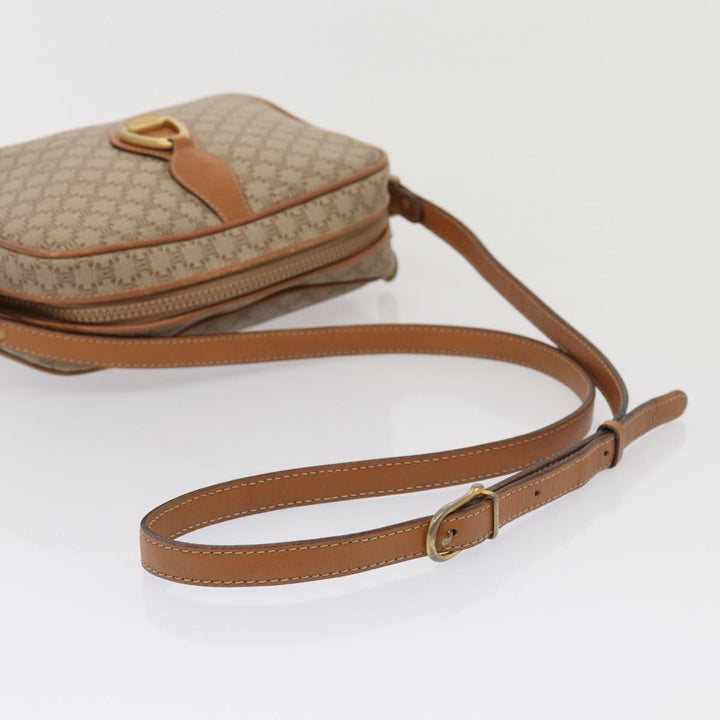 Celine Macadam Canvas Shoulder Bag Beige Gold Auth yk14240