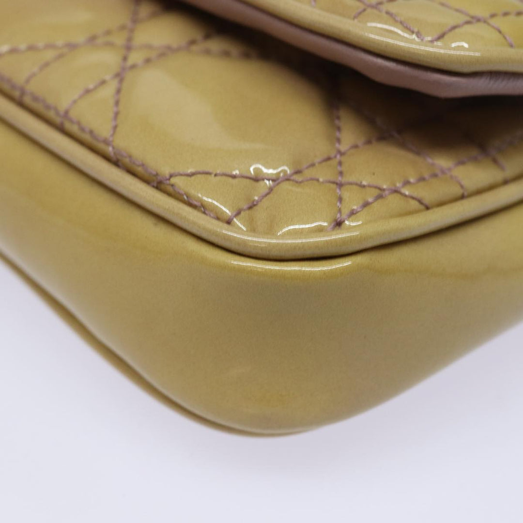 CHRISTIAN Top quality Dior Chain Lady Top quality Dior Canage Bag Enamel Beige Silver Auth yk14244