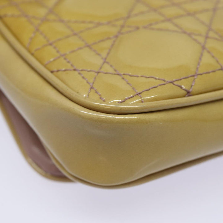 CHRISTIAN Top quality Dior Chain Lady Top quality Dior Canage Bag Enamel Beige Silver Auth yk14244