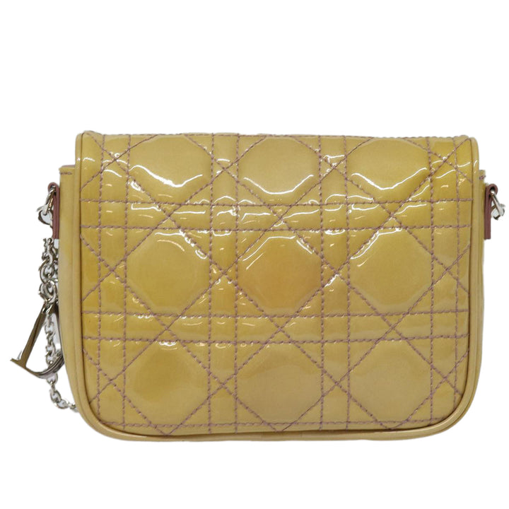 CHRISTIAN Top quality Dior Chain Lady Top quality Dior Canage Bag Enamel Beige Silver Auth yk14244
