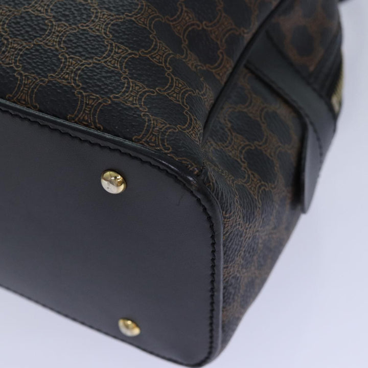 Celine Macadam Canvas Hand Bag PVC Leather Black Auth yk14246
