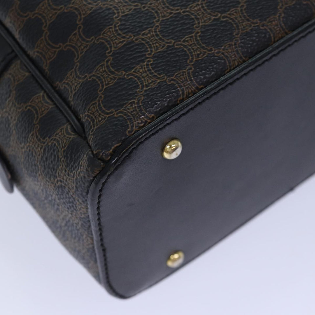 Celine Macadam Canvas Hand Bag PVC Leather Black Auth yk14246