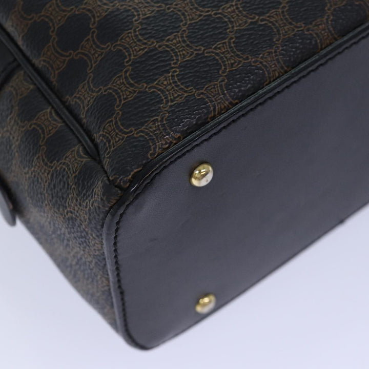 Celine Macadam Canvas Hand Bag PVC Leather Black Auth yk14246