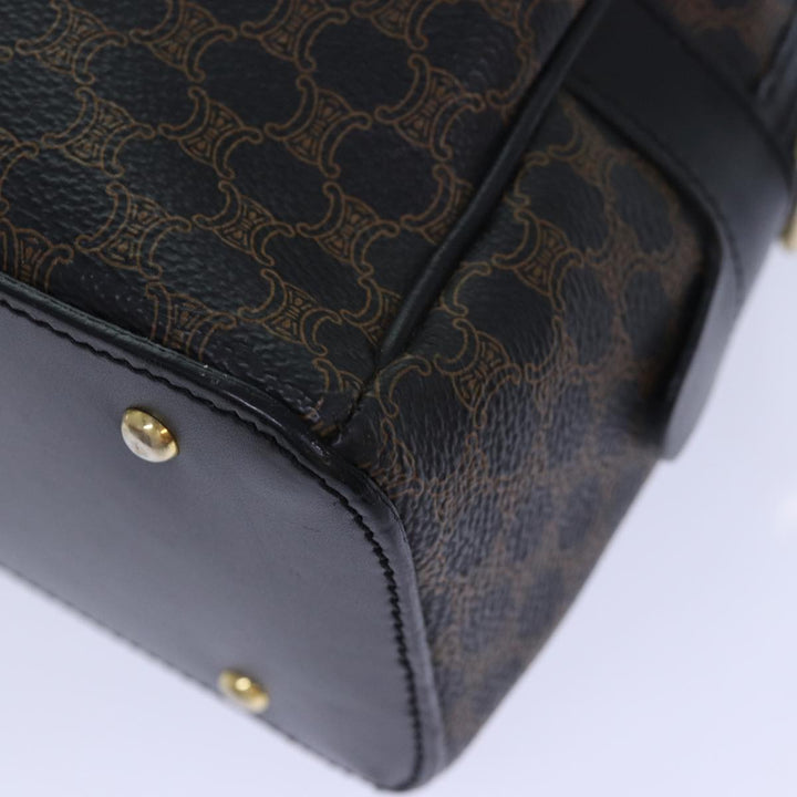 Celine Macadam Canvas Hand Bag PVC Leather Black Auth yk14246