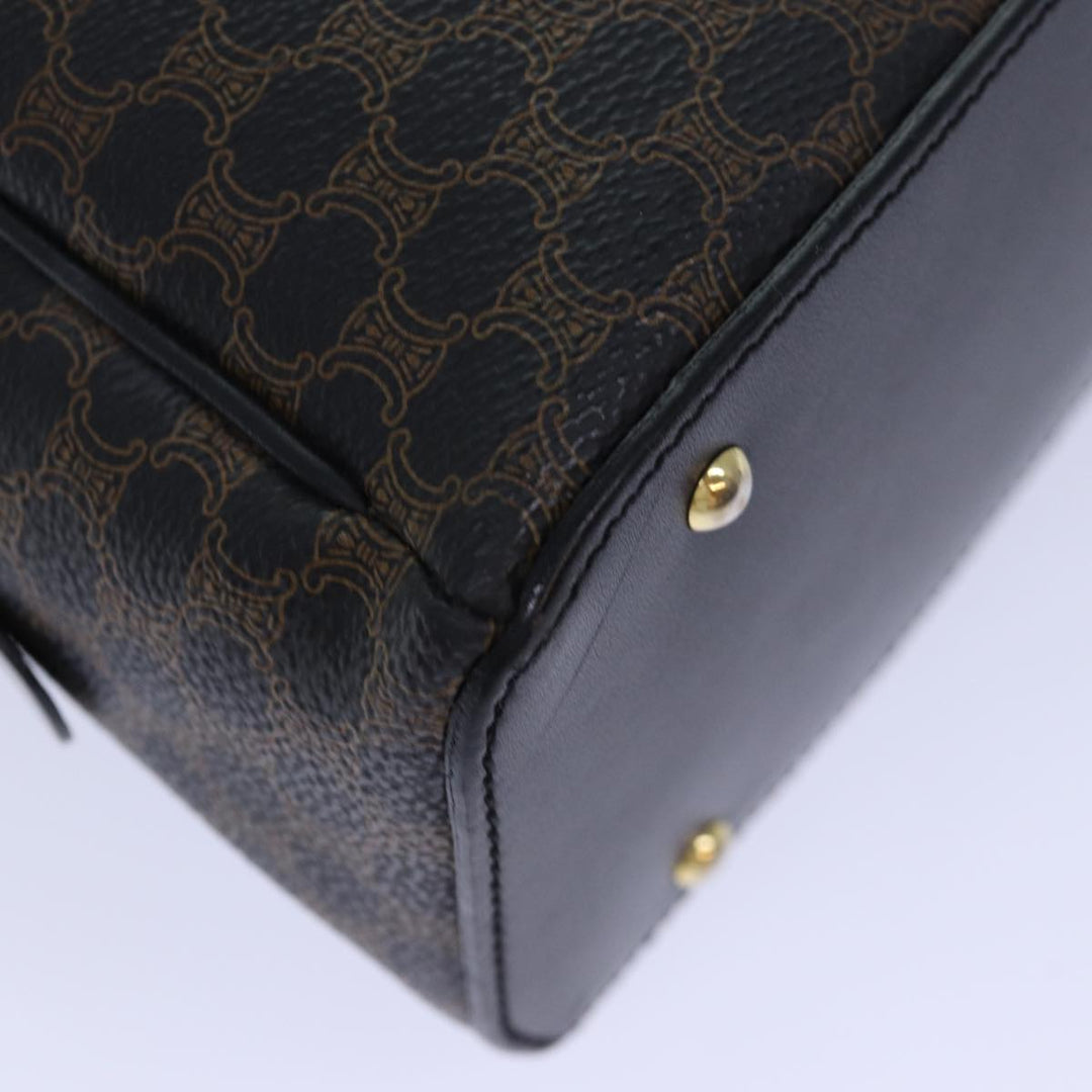 Celine Macadam Canvas Hand Bag PVC Leather Black Auth yk14246