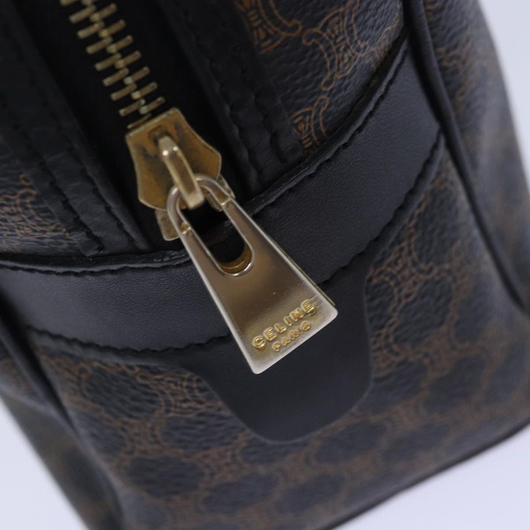Celine Macadam Canvas Hand Bag PVC Leather Black Auth yk14246