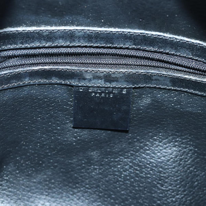 Celine Macadam Canvas Hand Bag PVC Leather Black Auth yk14246