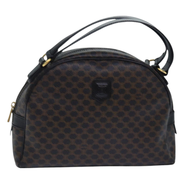 Celine Macadam Canvas Hand Bag PVC Leather Black Auth yk14246
