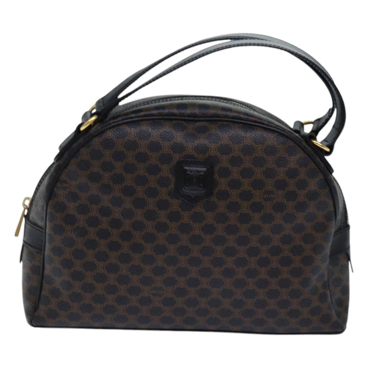 Celine Macadam Canvas Hand Bag PVC Leather Black Auth yk14246