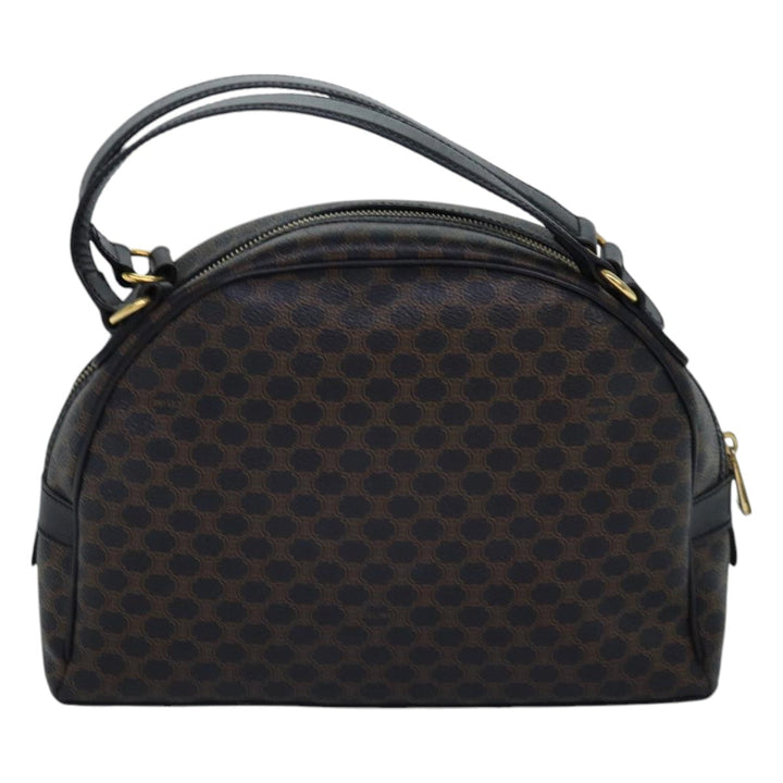 Celine Macadam Canvas Hand Bag PVC Leather Black Auth yk14246