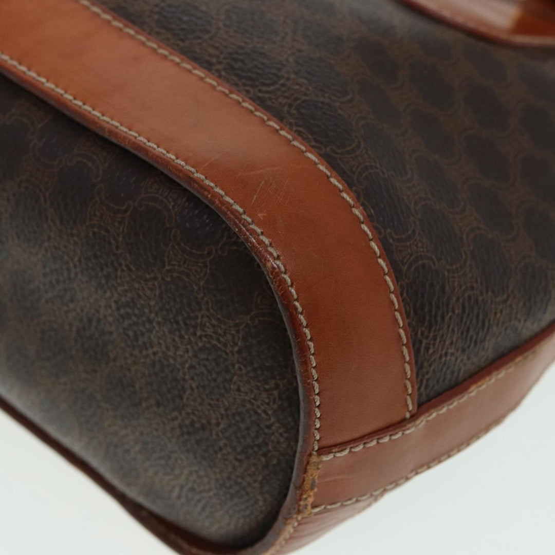 Celine Macadam Canvas Tote Bag PVC Leather Brown Gold Auth yk14268