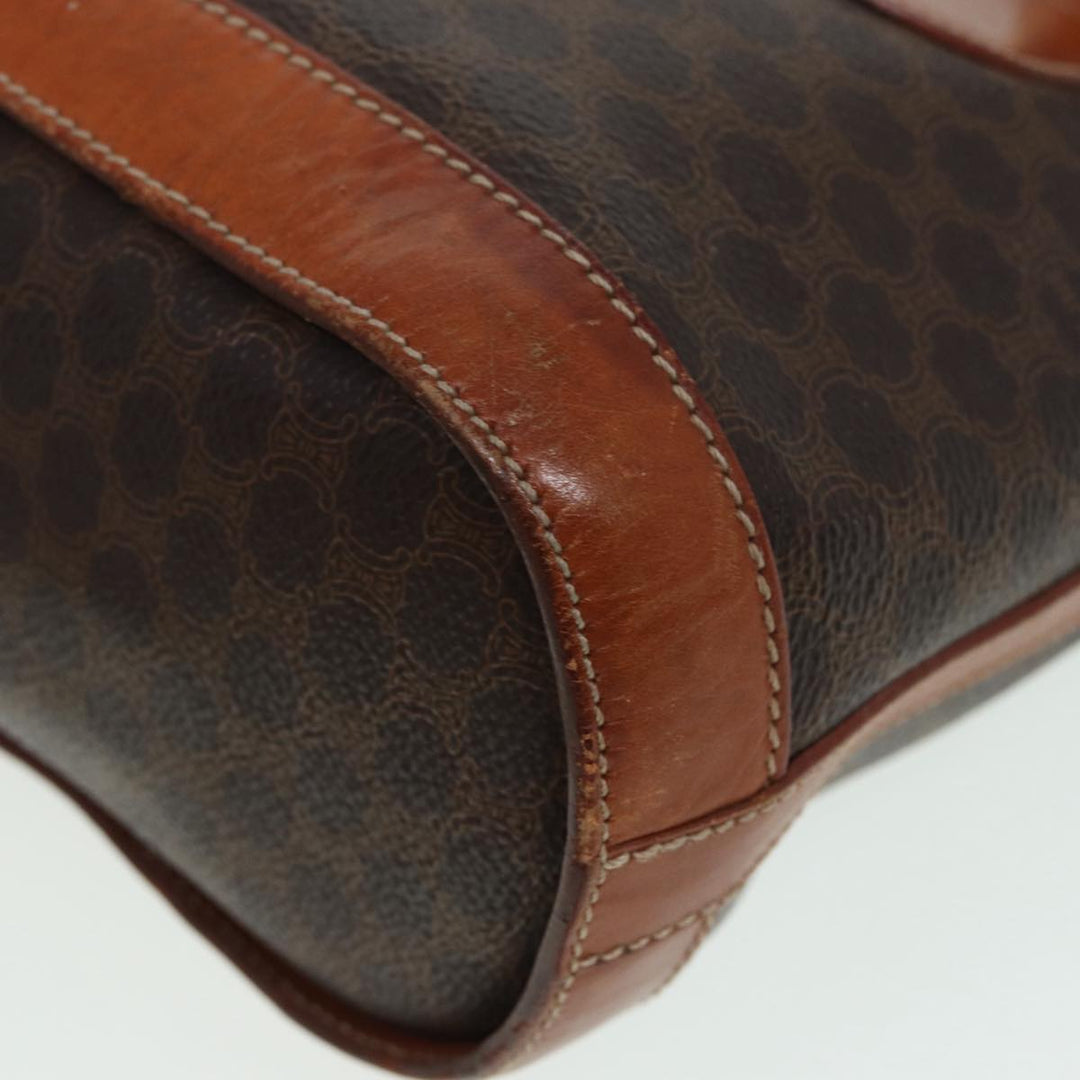 Celine Macadam Canvas Tote Bag PVC Leather Brown Gold Auth yk14268