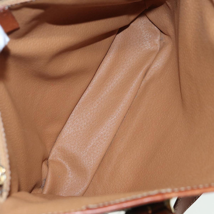 Celine Macadam Canvas Tote Bag PVC Leather Brown Gold Auth yk14268