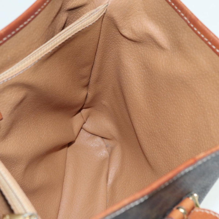 Celine Macadam Canvas Tote Bag PVC Leather Brown Gold Auth yk14268