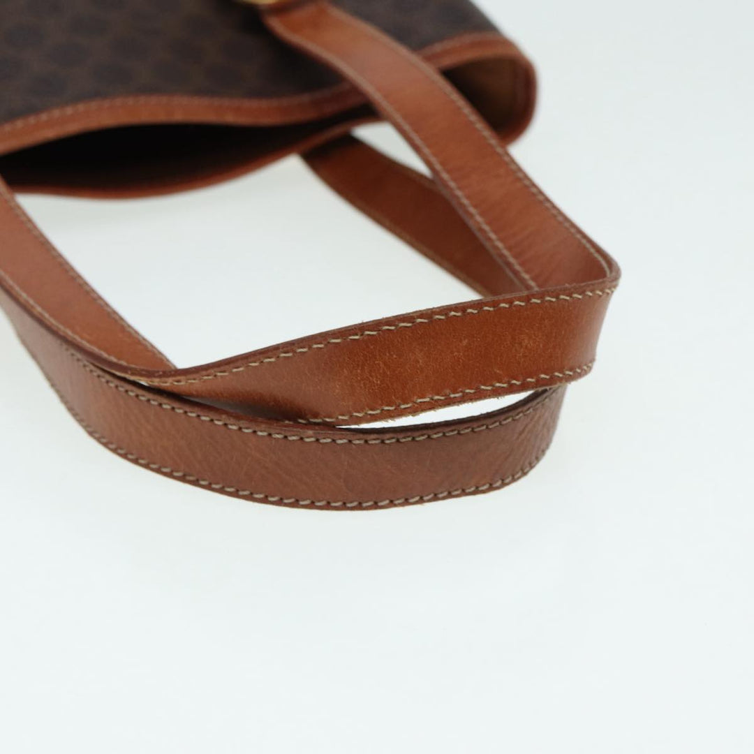Celine Macadam Canvas Tote Bag PVC Leather Brown Gold Auth yk14268