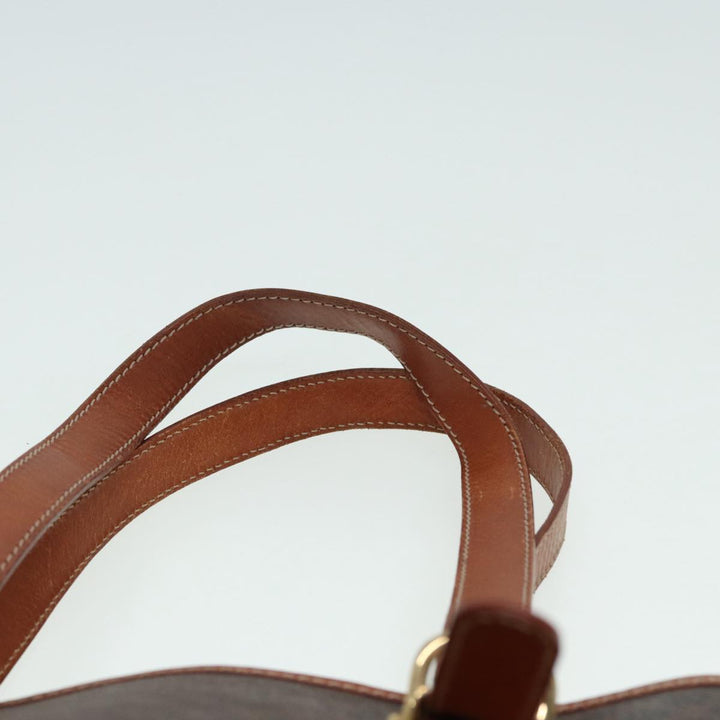 Celine Macadam Canvas Tote Bag PVC Leather Brown Gold Auth yk14268