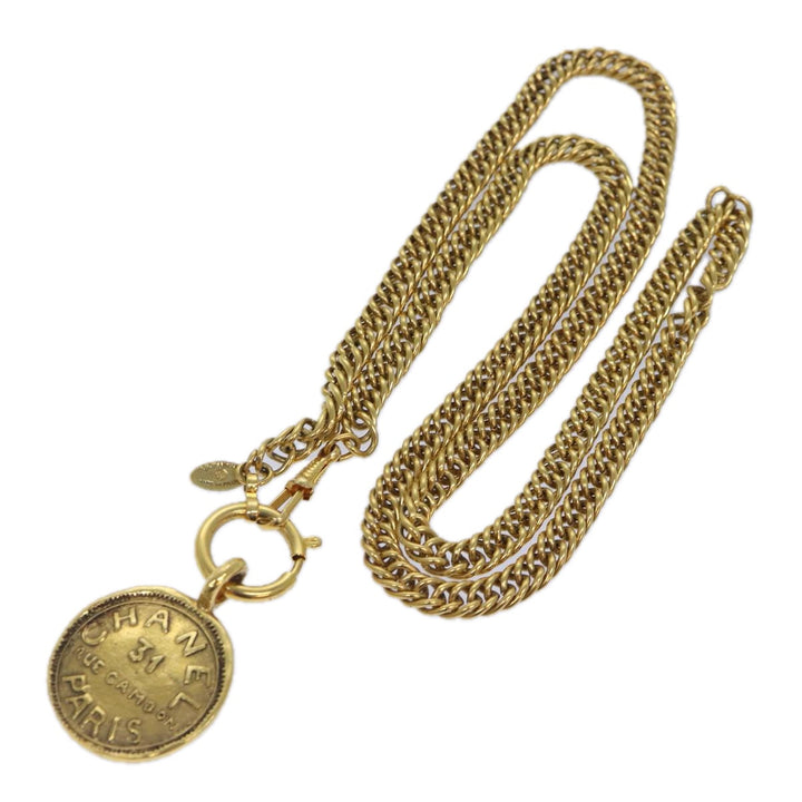 Top Quality Chanel Lucambon 31 Necklace metal Gold CC Auth yk14272