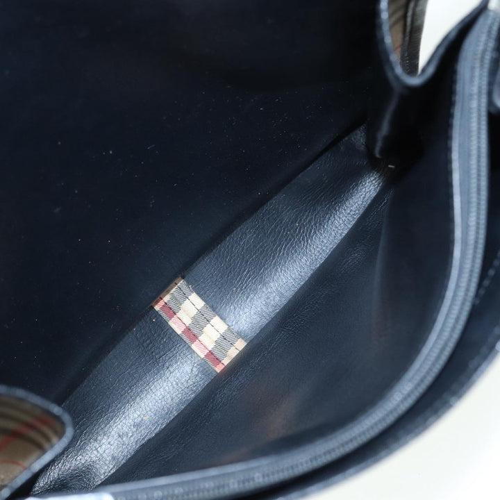 BurberrySs Nova Check Shoulder Bag Canvas Leather Beige Black gold Auth yk14273