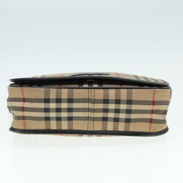 BurberrySs Nova Check Shoulder Bag Canvas Leather Beige Black gold Auth yk14273