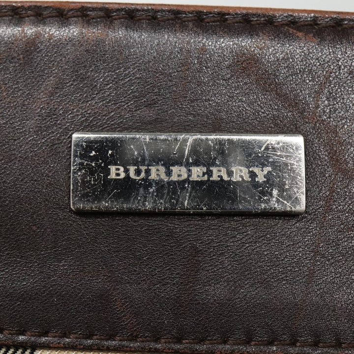 Burberry Nova Check Hand Bag Canvas Beige Silver Auth yk14284