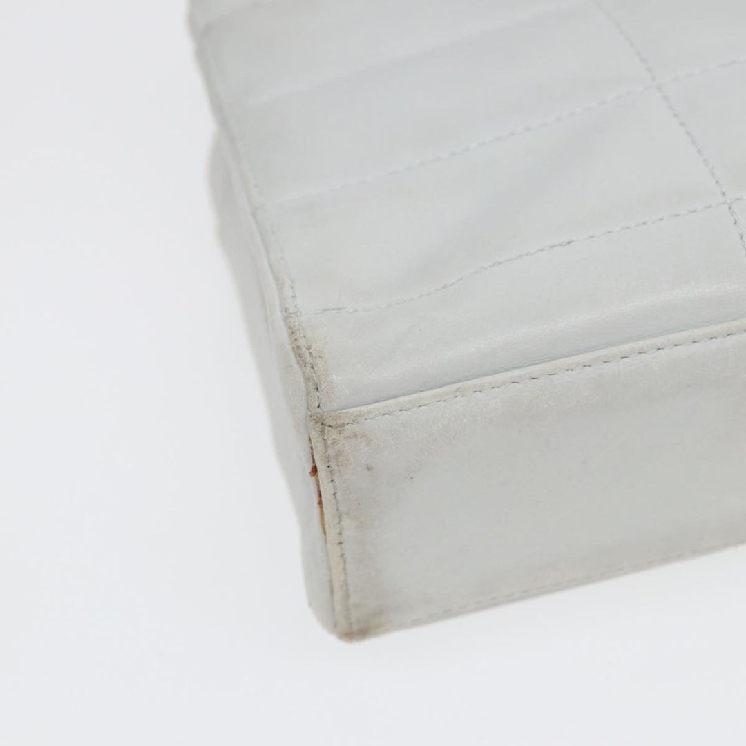 Top Quality Chanel Choco Bar Chain Hand Bag Leather White Silver CC Auth yk14303