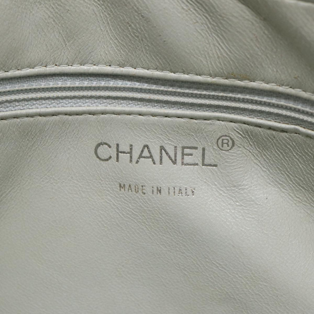 Chanel Choco Bar Chain Hand Bag Leather White Silver CC Auth yk14303