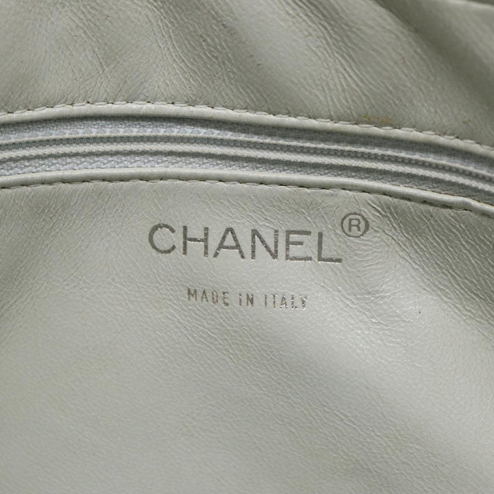 Chanel Choco Bar Chain Hand Bag Leather White Silver CC Auth yk14303