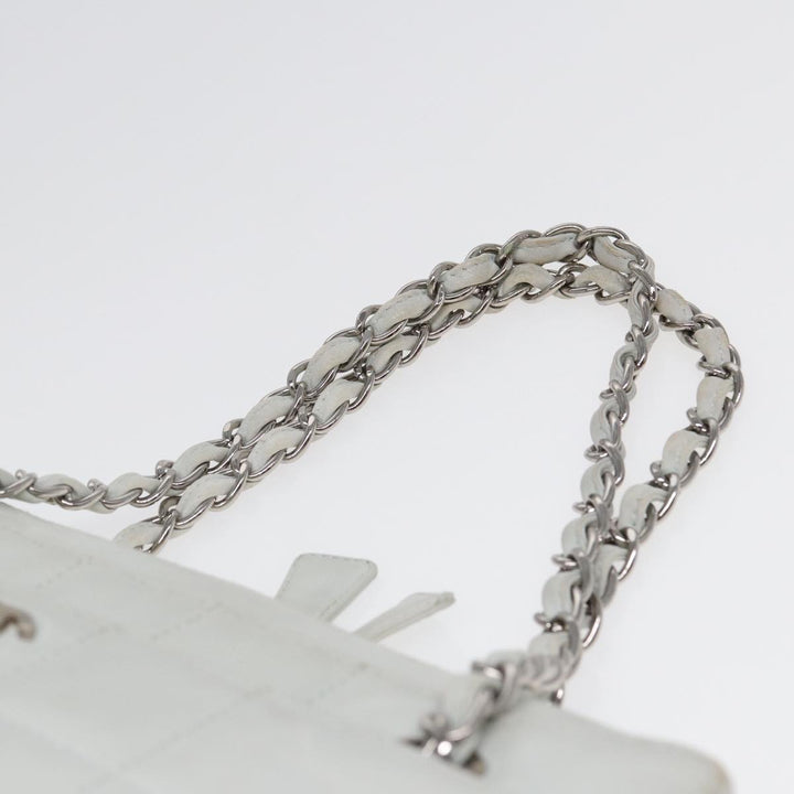 Chanel Choco Bar Chain Hand Bag Leather White Silver CC Auth yk14303