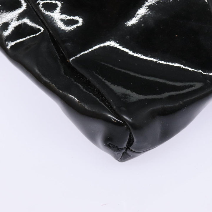 Celine Chain Shoulder Bag Enamel Black Silver Auth yk14305